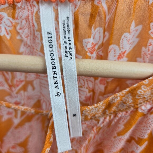 Anthopologie Orange Mia Tiered Boho 3/4 Tunic Top Size Small - Picture 11 of 13